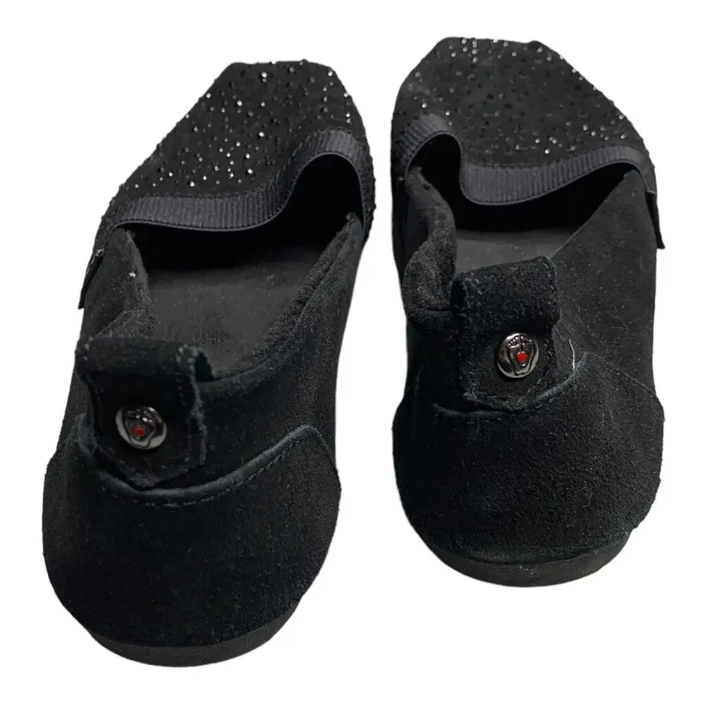 BOBS from Skechers Womens Luxe Fashion Slip-On Flats Black Suede Leather Size 10